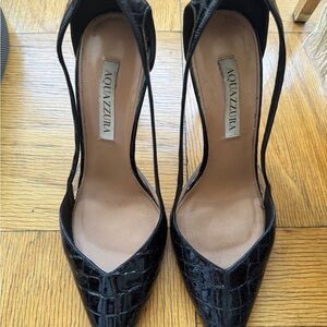 Aquazzura Black Croc-Embossed Heels
